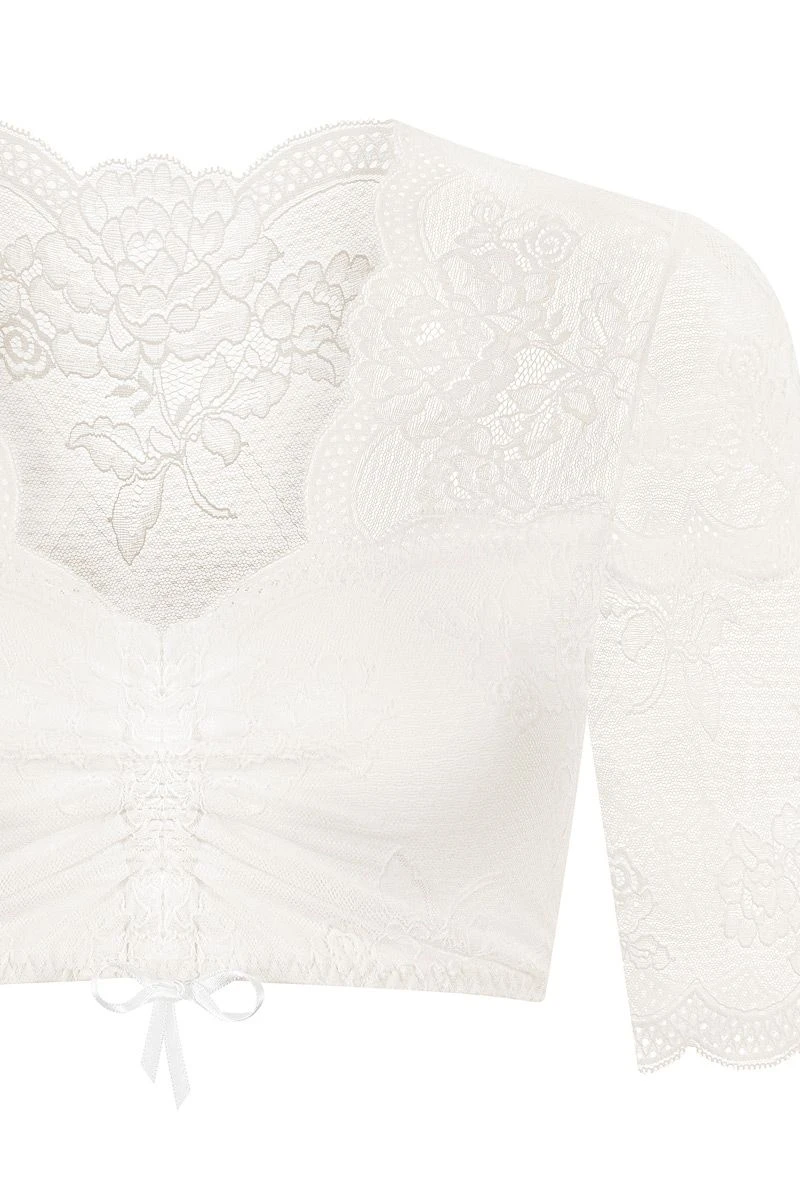 Dirndlbluse Spitze Creme Geblümt Stretch 012125 2 Dirndlbluse Spitze Creme Geblümt Stretch 012125 – Bild 2