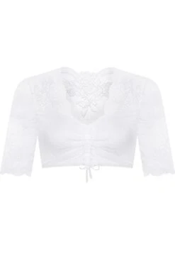 Dirndlbluse Spitze Weiß Geblümt Stretch 012124