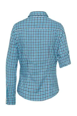 Trachtenbluse Langarm Türkis Dunkelblau Karo 008544 -Modegeschäft os trachten trachtenbluse langarm tuerkis dunkelblau karo 008544 3 1200x1200