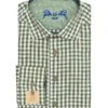 Trachtenhemd Langarm Grün Weiß Kariert Slimfit 001816