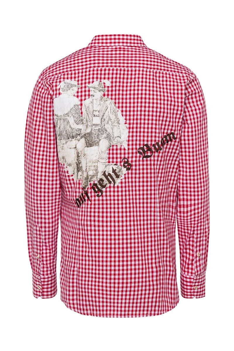 Trachtenhemd Langarm Rot Karo Bedruckt Slimfit 008546 3 Trachtenhemd Langarm Rot Karo Bedruckt Slimfit 008546 – Bild 3