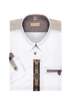 Trachtenhemd Langarm Weiß-natur Mit Applikationen 112309