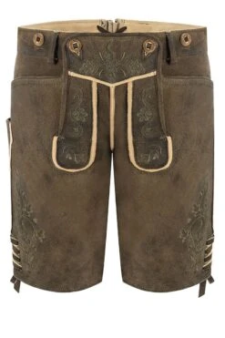 Lederhose Kurz Rauchschwarz Oliv Bertl 015804