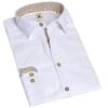 Trachtenhemd Langarm Weiß Braun Stretch 011929 - Slim Fit