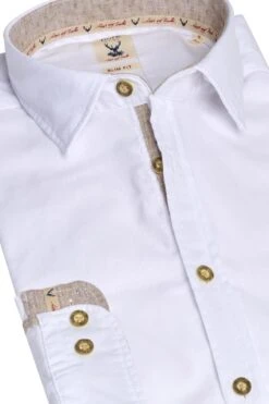 Trachtenhemd Langarm Weiß Braun Stretch 011929 - Slim Fit -Modegeschäft pure trachtenhemd langarm weiss braun slimfit 011929 2 1200x1200