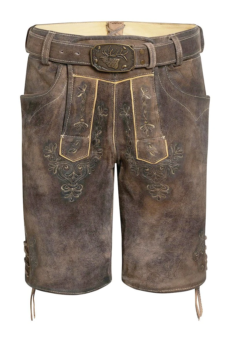 Spieth & Wensky Lederhose Kurz Mit Gürtel Braun Antik Eilert 002371 1 Spieth & Wensky Lederhose Kurz Mit Gürtel Braun Antik Eilert 002371