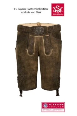 Spieth & Wensky Lederhose Kurz Mit Gürtel Dunkelbraun Antik FC Bayern 008578