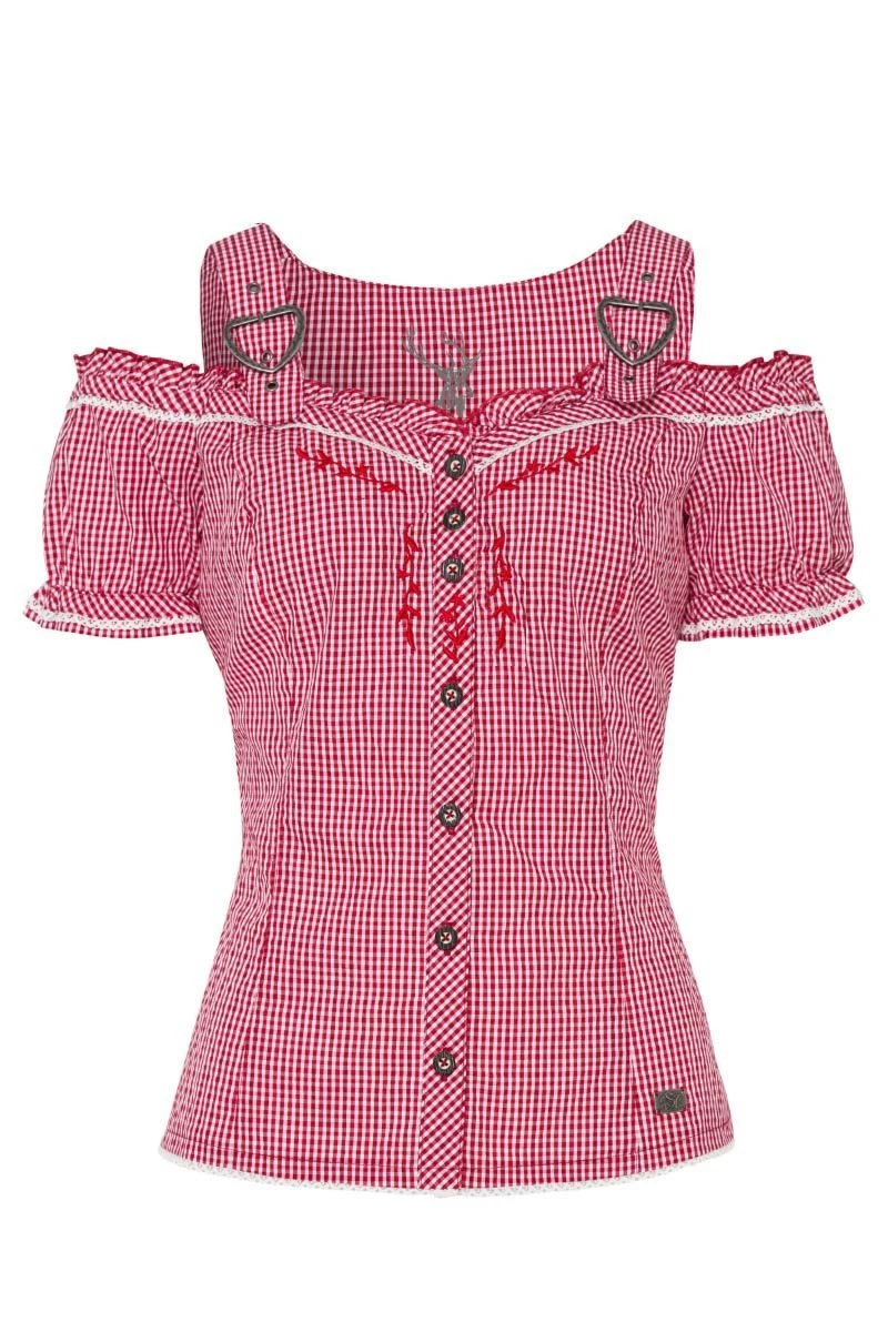 Spieth & Wensky Trachtenbluse Kurzarm Rot Kariert Galanta 004580 1 Spieth & Wensky Trachtenbluse Kurzarm Rot Kariert Galanta 004580