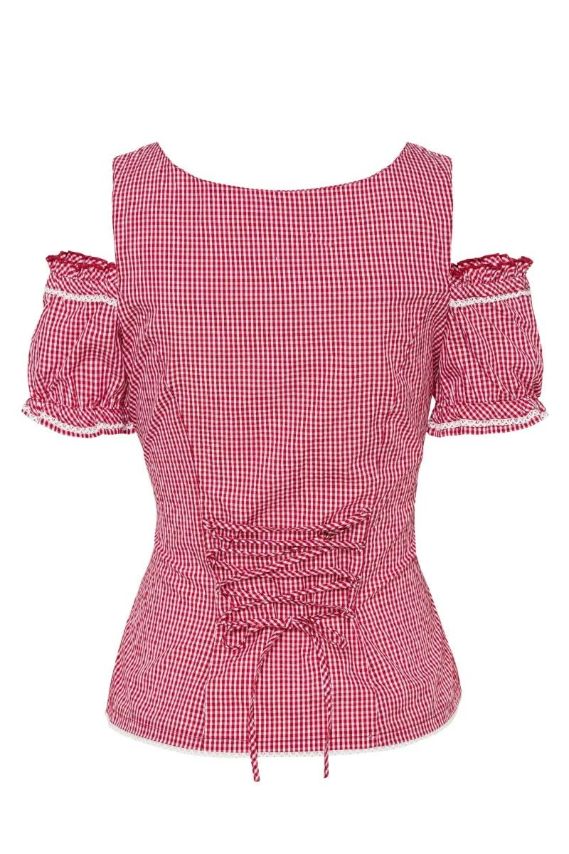 Spieth & Wensky Trachtenbluse Kurzarm Rot Kariert Galanta 004580 2 Spieth & Wensky Trachtenbluse Kurzarm Rot Kariert Galanta 004580 – Bild 2