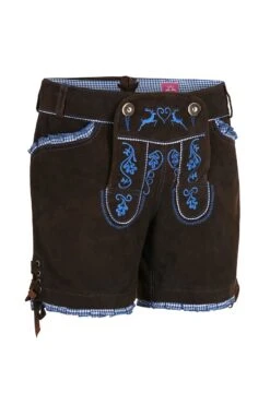 Damen Lederhose Kurz Dunkelbraun-blau Susan