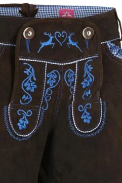 Damen Lederhose Kurz Dunkelbraun-blau Susan -Modegeschäft trachten rebell damen lederhose kurz dunkelbraun blau susan 120627 157304518a414b 1200x1200