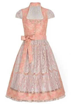 Midi Dirndl 65cm Apricot Taupe Mit Petticoat Patrizia 006276