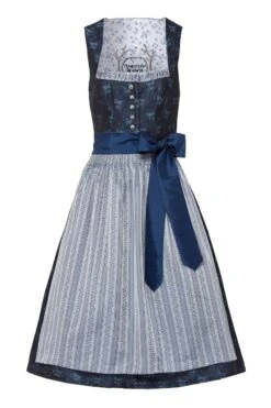 Midi Dirndl 70cm Dunkelblau Silber Silvia 003278