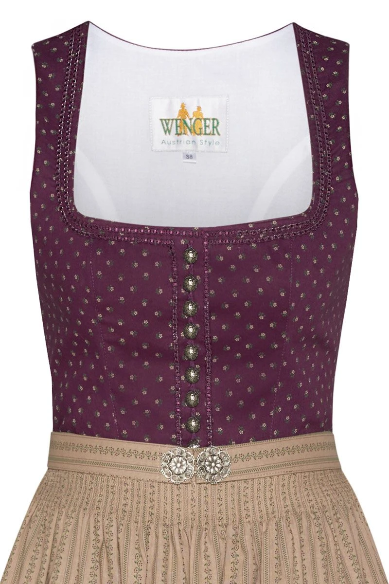Midi Dirndl 70cm Aubergine Taupe Franziska 006297 3 Midi Dirndl 70cm Aubergine Taupe Franziska 006297 – Bild 3