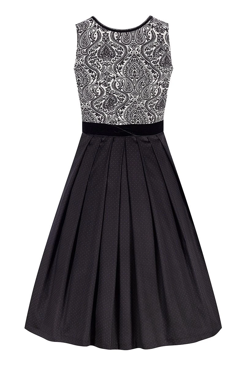 Midi Dirndl 70cm Schwarz Gemustert Stretch Chloe 011800 4 Midi Dirndl 70cm Schwarz Gemustert Stretch Chloe 011800 – Bild 4