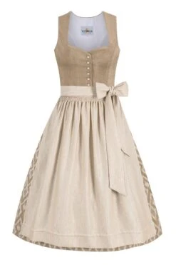 Midi Dirndl 70 Cm Taupe Natur Cord Davina 014407